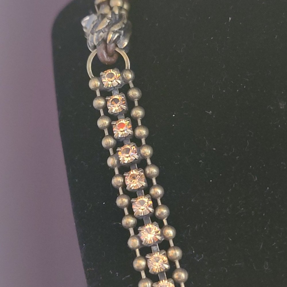 VAN GALZ - Ballchain, Leather & Crystal Wrap, Oval Pendant Necklace - Picture 8 of 14